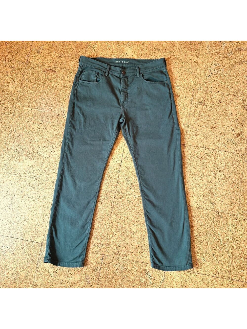 Mott Bow Mercer Moss Green Twill Denim Jeans Mens 36x30 Slim Stretch Chino Pants